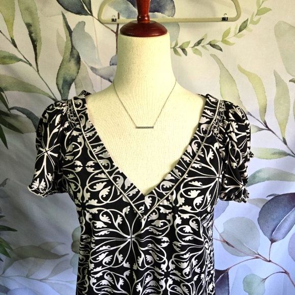 MAX EDITION | Loose Fit Stretch Blouse In Black/White sz L - Picture 3 of 5